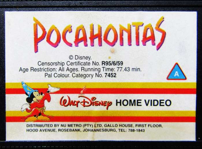 Pocahontas - Walt Disney - Movie VHS Tape (1995)