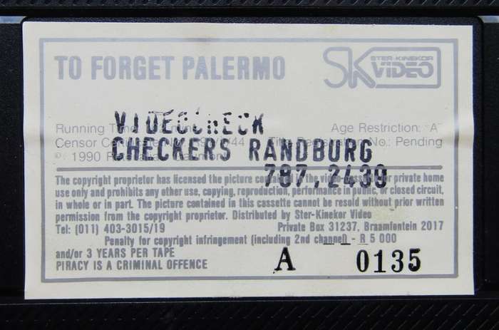 To Forget Palermo - Jim Belushi - Movie VHS Tape (1990)