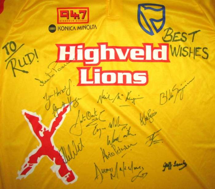 Old Highveld Lions - Claude Henderson - Signed Players Cricket Jersey