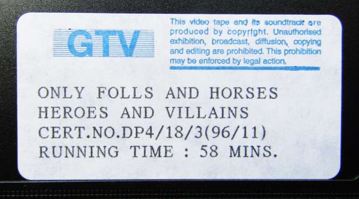 Only Fools and Horses - Heroes & Villains - Comedy Series VHS Tape (1996)