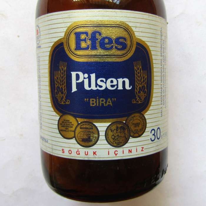 Old Turkish Efes Pilsen Beer Bottle with Cap