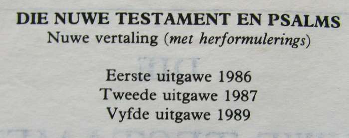 1989 SA Police Afrikaans Pocket Bible