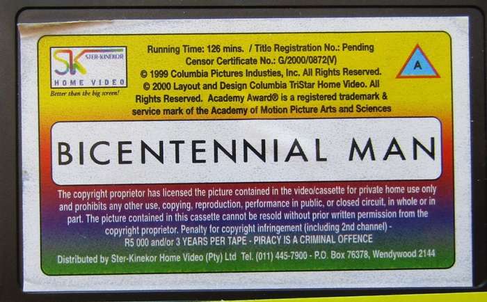 Bicentennial Man - Robin Williams - Movie VHS Tape (2000)