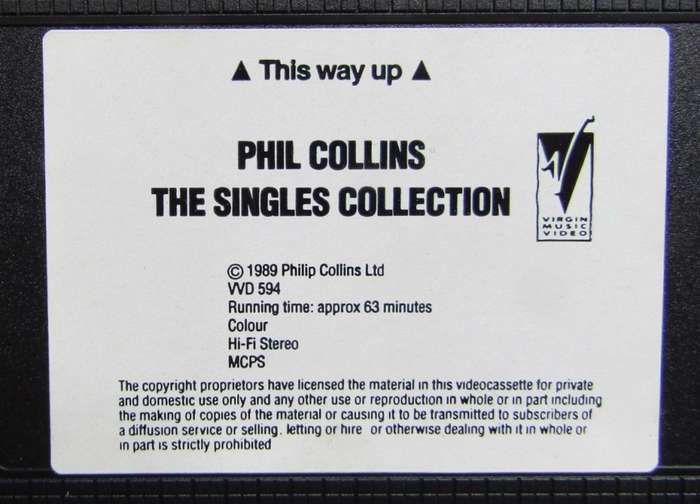 Phil Collins - The Singles Collection - VHS Video Tape (1989)