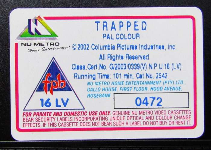 Trapped - Kevin Bacon - Movie VHS Tape (2003)