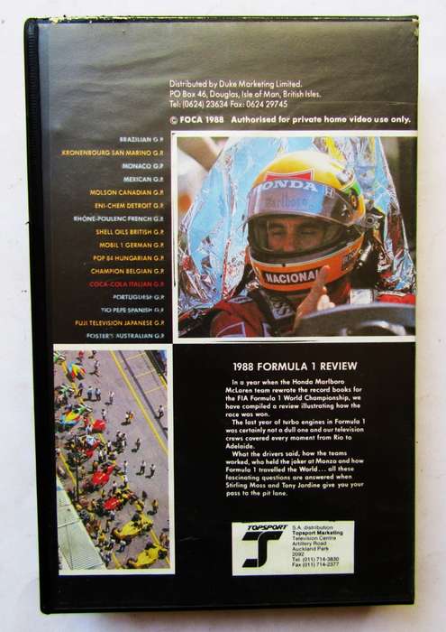 1988 Formula 1 Season Review - VHS Video Tape