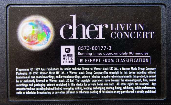 Cher - Live in Concert - VHS Video Tape (1999)