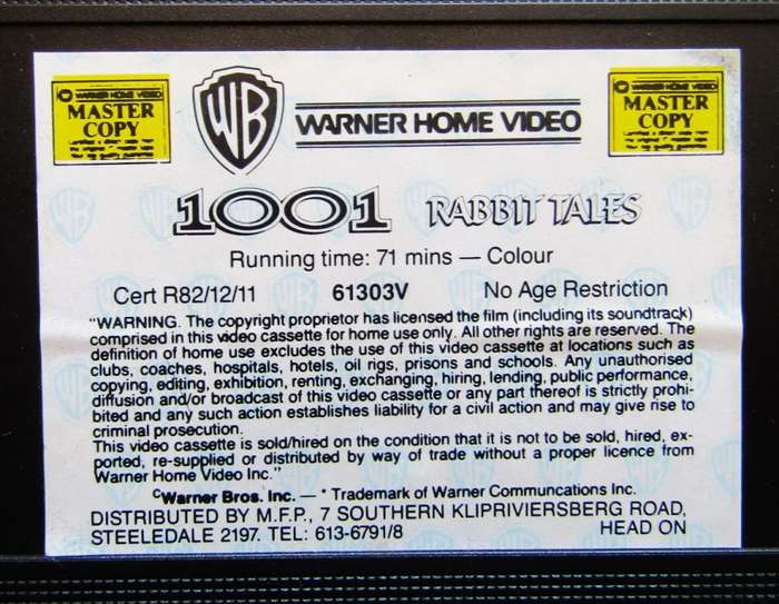 1001 Rabbit Tales - Warner Bros Bugs Bunny - Movie VHS Tape (1982)