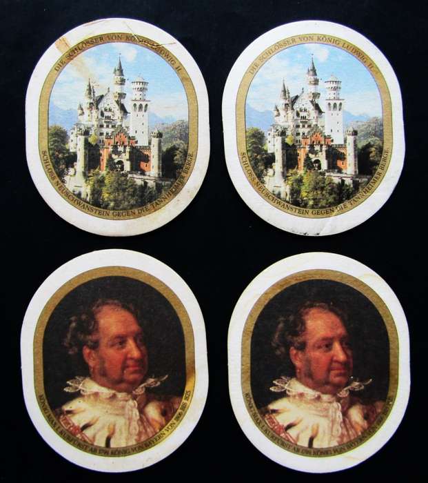 4 Old Prinzregent Luitpold Beer Coasters