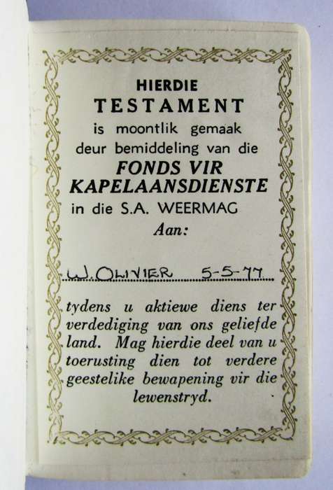 1975 SADF Afrikaans Pocket Bible