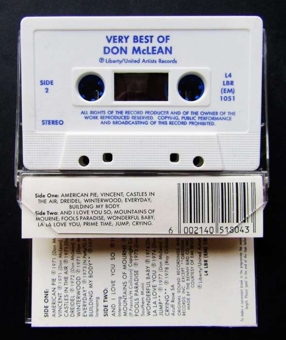 Very Best of Don McLean - Cassette Tape (1980)