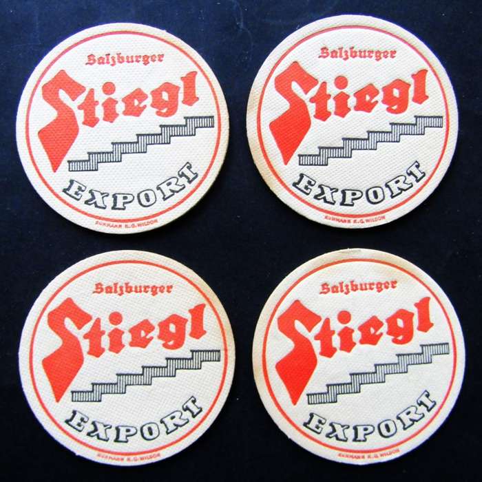 4 Old Austrian Stiegl Beer Coasters