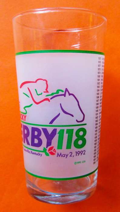 1992 Kentucky Derby Horse Racing Glass