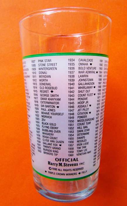 1992 Kentucky Derby Horse Racing Glass