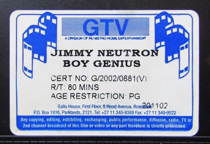 Jimmy Neutron - Boy Genius - Movie VHS Tape (2002)