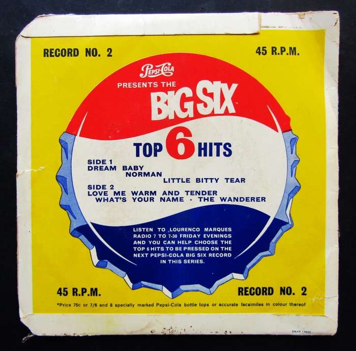 Old Pepsi Cola Big 6 Hits Music Record