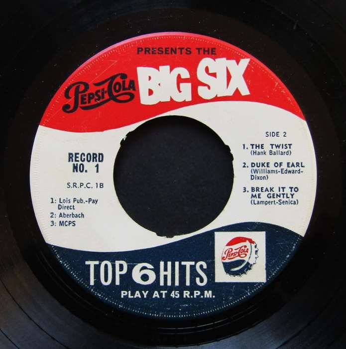 Old Pepsi Cola Big 6 Hits Music Record