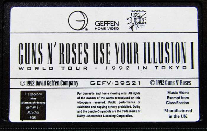 Guns N' Roses - Use Your Illusion World Tour - VHS Video Tape (1992)