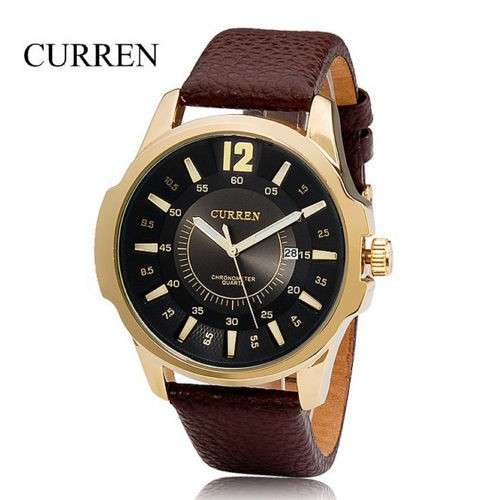 *FREE DELIVERY* CURREN Chronometer Quartz Black Dial Leather Strap Watch BRAND NEW w/ TAGS