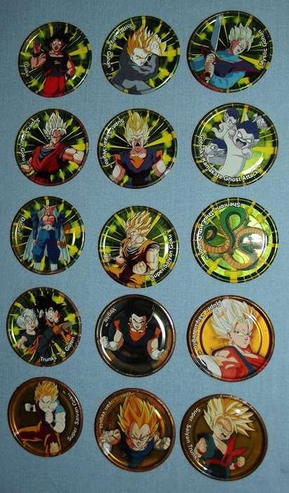 Collection of 15 Simba Dragonball Z Metal Tazo Pogs