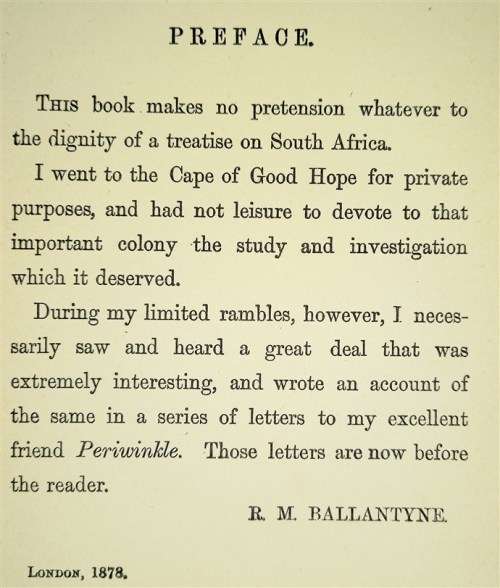 Six Months at the Cape: Letters to Periwinkle from South Africa R M Ballantyne 1878