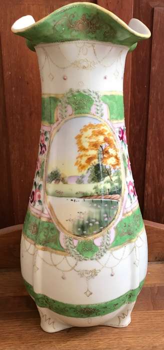 Antique Kinjo China Hand Painted Nippon Vase Japanese