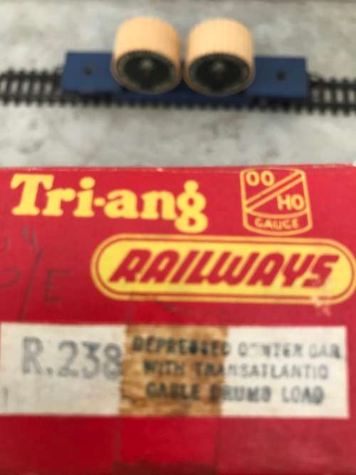Tri-ang OO Gauge R238 Depressed Centre Car With Cable Drum Load Boxed