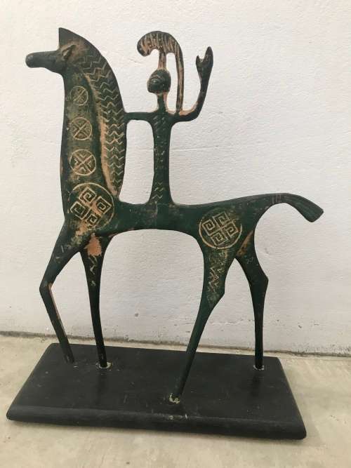 Mid Century Modernist Etruscan Horse and Rider Frederick Weinberg Era