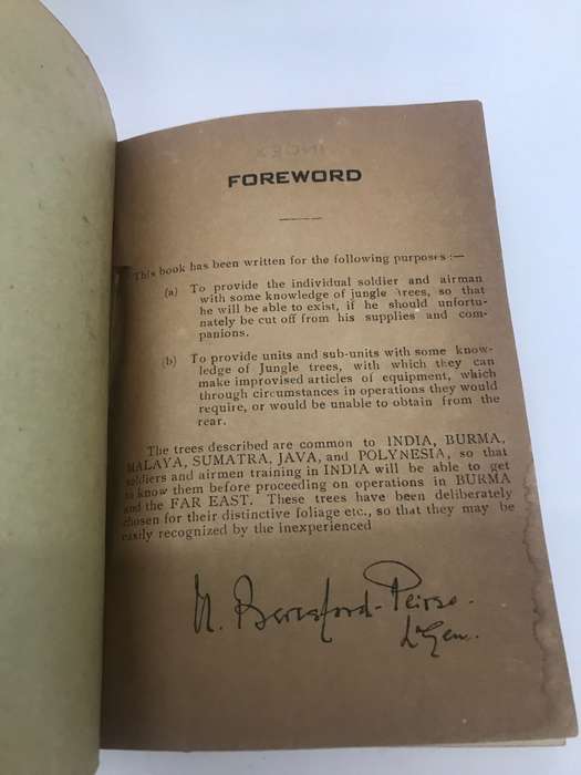RARE WW2 BURMA CAMPAIGN MANUAL entitled `SOME JUNGLE TREES AND THEIR USES` 1944