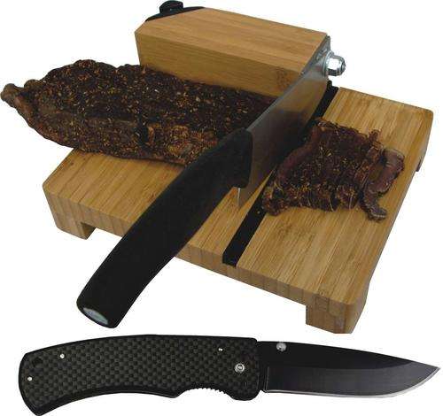 Tekut Biltong Slicer & EDC Pocket Knife Bamboo & Enlan Swift