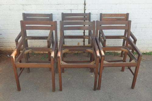 AN AWESOME COLLECTION OF SIX SOLID TEAK OCCASIONAL CHAIRS FOR RENOVATION/ UPHOLSTERING bid/chair