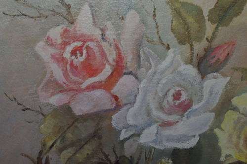 AN INCREDIBLE ORIGINAL SIGNED "ROSES" OIL PAINTING BY ACCOMPLISHED SOUTH AFRICAN ARTIST KJ FAURE
