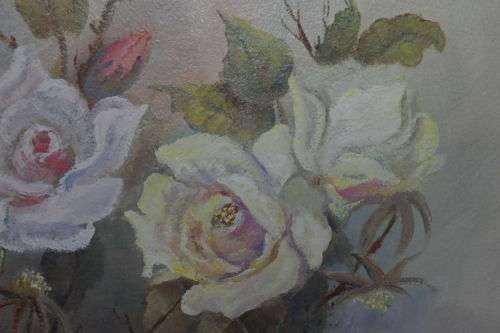 AN INCREDIBLE ORIGINAL SIGNED "ROSES" OIL PAINTING BY ACCOMPLISHED SOUTH AFRICAN ARTIST KJ FAURE