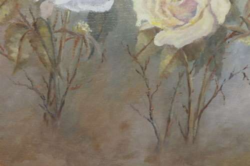 AN INCREDIBLE ORIGINAL SIGNED "ROSES" OIL PAINTING BY ACCOMPLISHED SOUTH AFRICAN ARTIST KJ FAURE