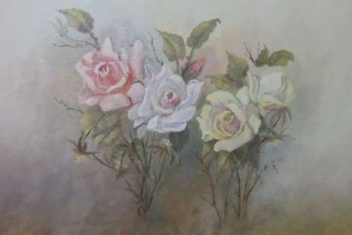 AN INCREDIBLE ORIGINAL SIGNED "ROSES" OIL PAINTING BY ACCOMPLISHED SOUTH AFRICAN ARTIST KJ FAURE