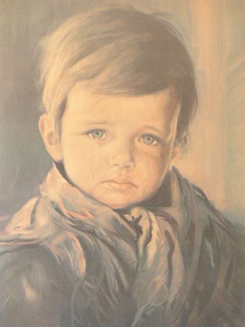 A LOVELY ILLUSTRATION PRINT OF "THE CRYING BOY" BY GIOVANNI BRAGOLIN. GORGEOUS!!