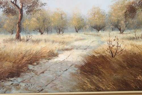 A STUNNING FRAMED AND SIGNED OIL ON CANVAS LANDSCAPE PAINTING BY SOUTH AFRICAN ARTIST BARRY ROSS