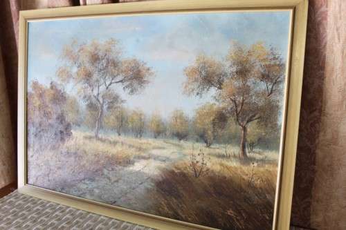 A STUNNING FRAMED AND SIGNED OIL ON CANVAS LANDSCAPE PAINTING BY SOUTH AFRICAN ARTIST BARRY ROSS