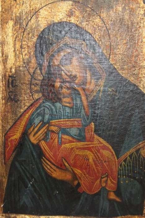 A SUPERB RARE RUSSIAN ORTHODOX RELIGIOUS ICON "MADONNA AND CHILD" WITH SPECTACULAR ARTWORK