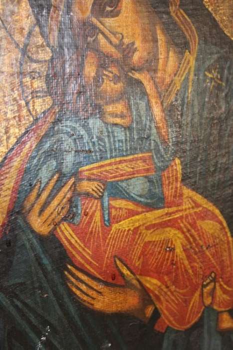 A SUPERB RARE RUSSIAN ORTHODOX RELIGIOUS ICON "MADONNA AND CHILD" WITH SPECTACULAR ARTWORK