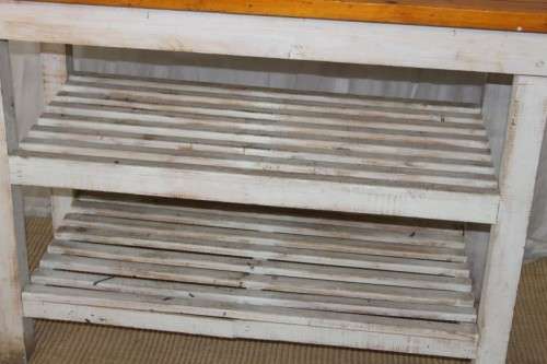 AN AWESOME "RUSTIC" SIDE SERVER WITH SLATTED SHELVES = PREFECT FOR INFORMAL AREAS