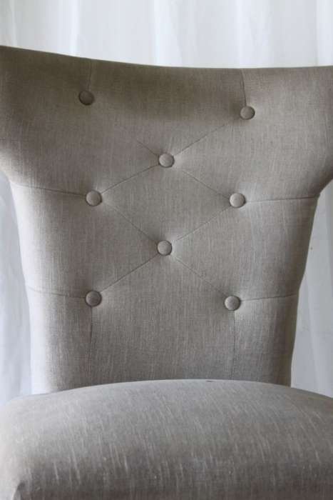 TWO AWESOME MODERN UPHOLSTERED ARC-BACK CHAIRS WITH BUTTON DETAILING bid/chair