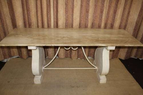 SPECTACULAR 2m SOLID ITALIAN MARBLE TOP CONSOLE TABLE/HALL TABLE ON A HARP LEG METAL BASE! AWESOME!!