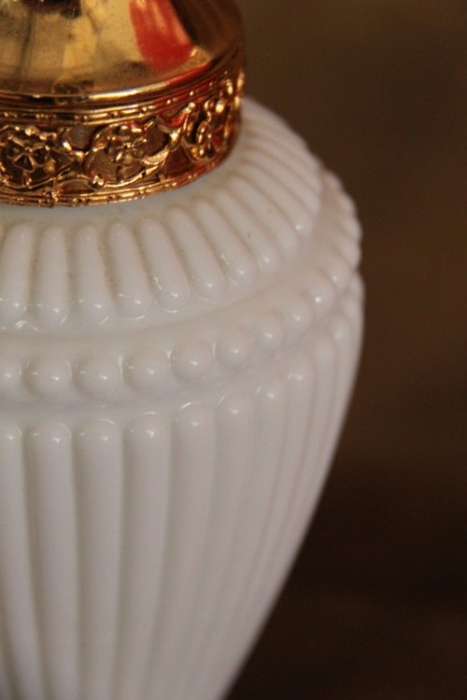 An extremely rare French ''opaline trianon'' milk glass jug with gold plated embellishments