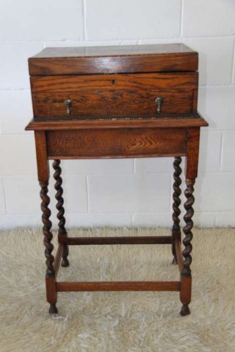 An extremely rare Victorian antique oak cutlery canteen (caddy) table stand in remarkable condition