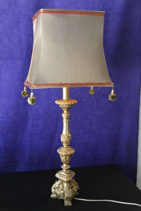 A large, gorgeous & beautifully ornate Baroque table lamp with a stunning large shade