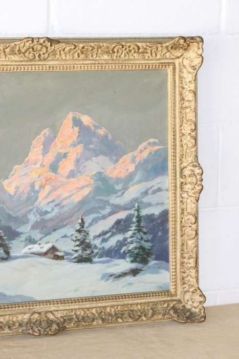 An incredible original signed R. Gerson oil on canvas painting in an ornate antique gilded frame