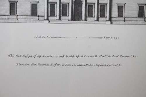 A framed architectural print of the front of the mid 1600's Offices of Lord Percival RS17