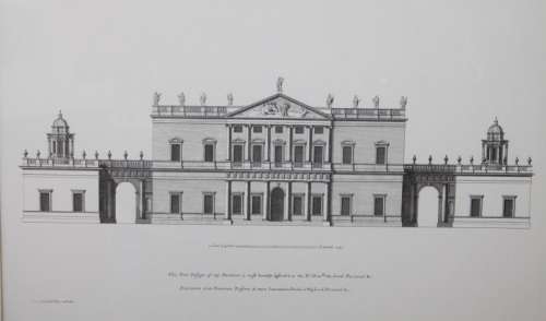 A framed architectural print of the front of the mid 1600's Offices of Lord Percival RS17