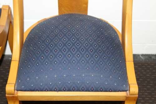 Eight superb yellow wood & walnut burr dining room chairs with awesome carvers - price/chair
